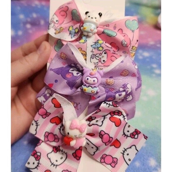 Girl 3 Pc Hair Bow Clips Sanrio Hello Kitty Friends Character Toddler Kid Kawaii - Picture 1 of 5